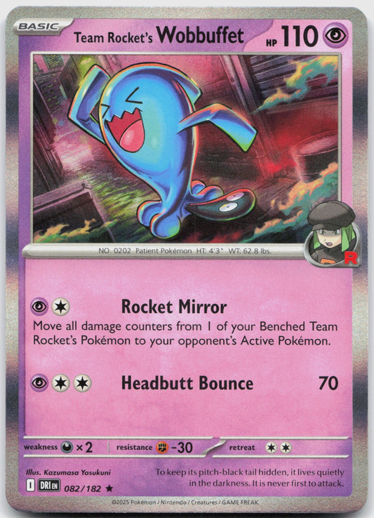 Team Rocket's Wobbuffet Holo Rare SV10: Destined Rivals 082/182 NM