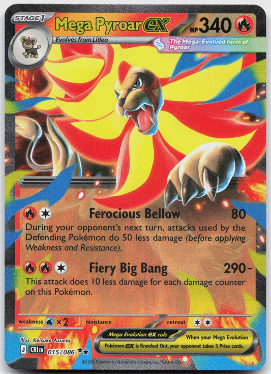 Mega Pyroar ex Holo Double Rare ME04: Chaos Rising 015/086 NM