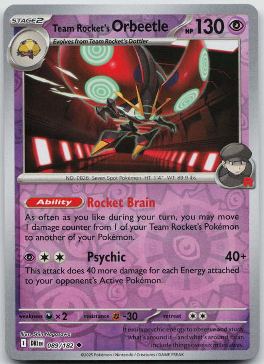 Team Rocket's Orbeetle Reverse Holo Uncommon SV10: Destined Rivals 089/182 NM