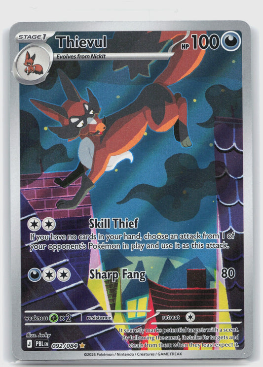 Thievul Holo Illustration Rare ME05: Pitch Black 092/084 NM