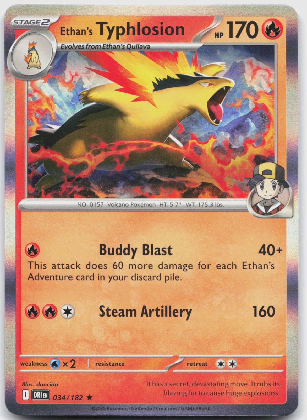 Ethan's Typhlosion Holo Rare SV10: Destined Rivals 034/182 NM