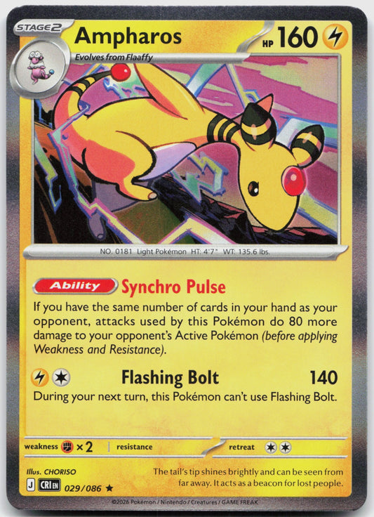 Ampharos Holo Rare ME04: Chaos Rising 029/086 NM