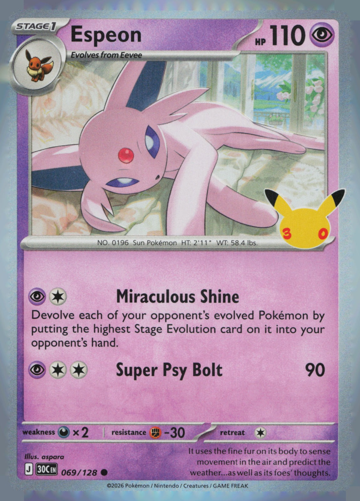 Espeon Holo Common ME: 30th Celebration 069/128 NM