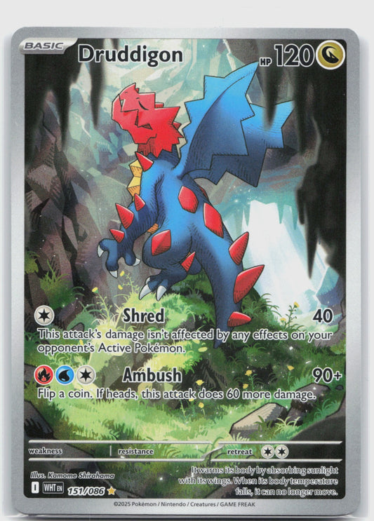 Druddigon Holo Illustration Rare SV: White Flare 151/086 NM