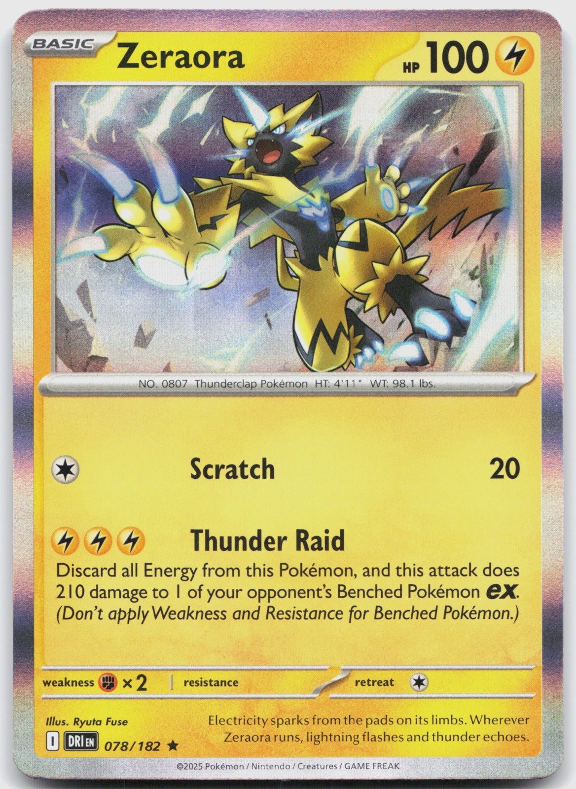 Zeraora Holo Rare SV10: Destined Rivals 078/182 NM