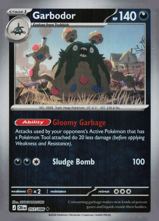 Garbodor Reverse Holo Uncommon ME04: Chaos Rising 057/086 NM
