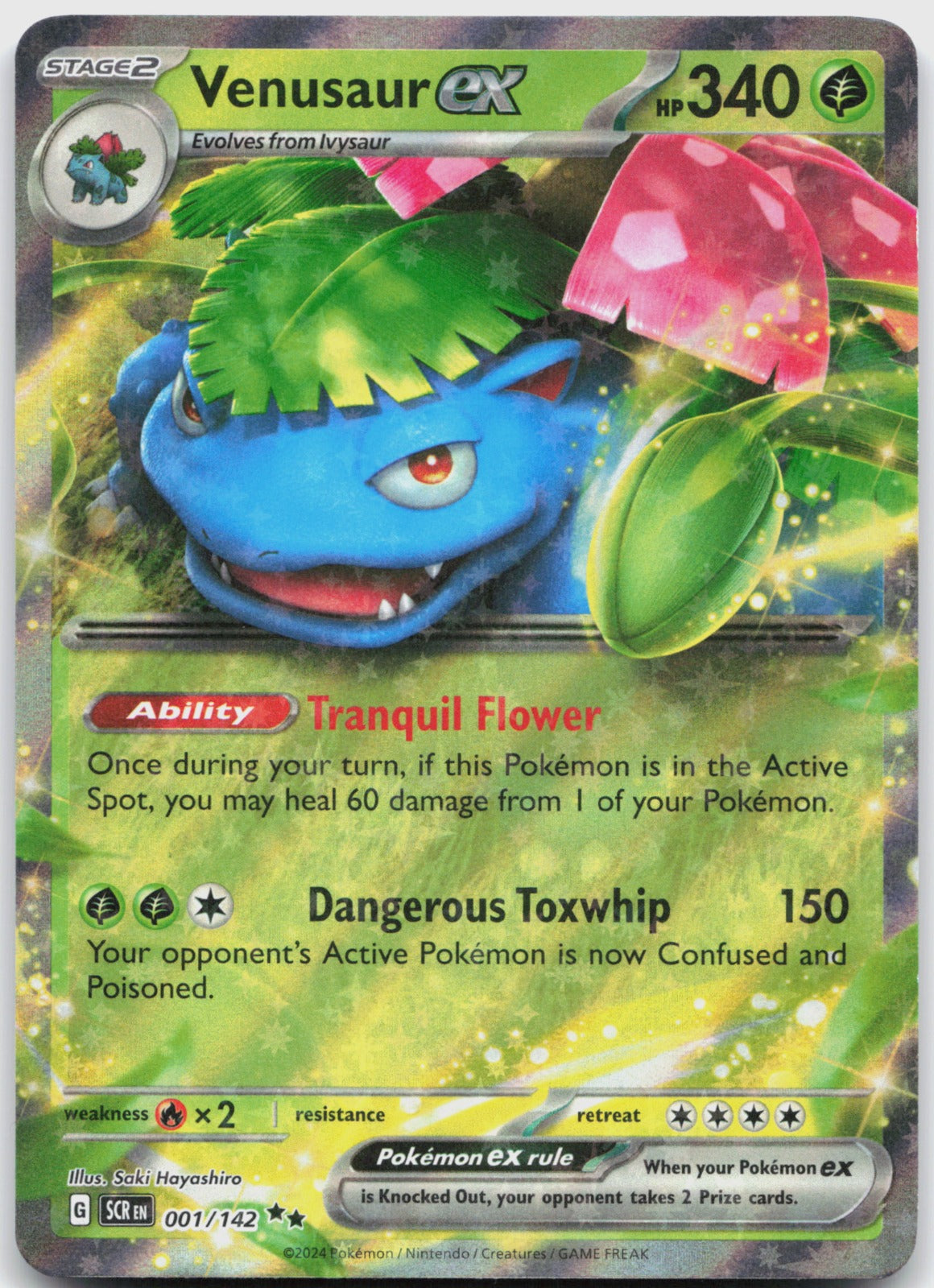 Venusaur ex Holo Double Rare SV07: Stellar Crown 001/142 NM