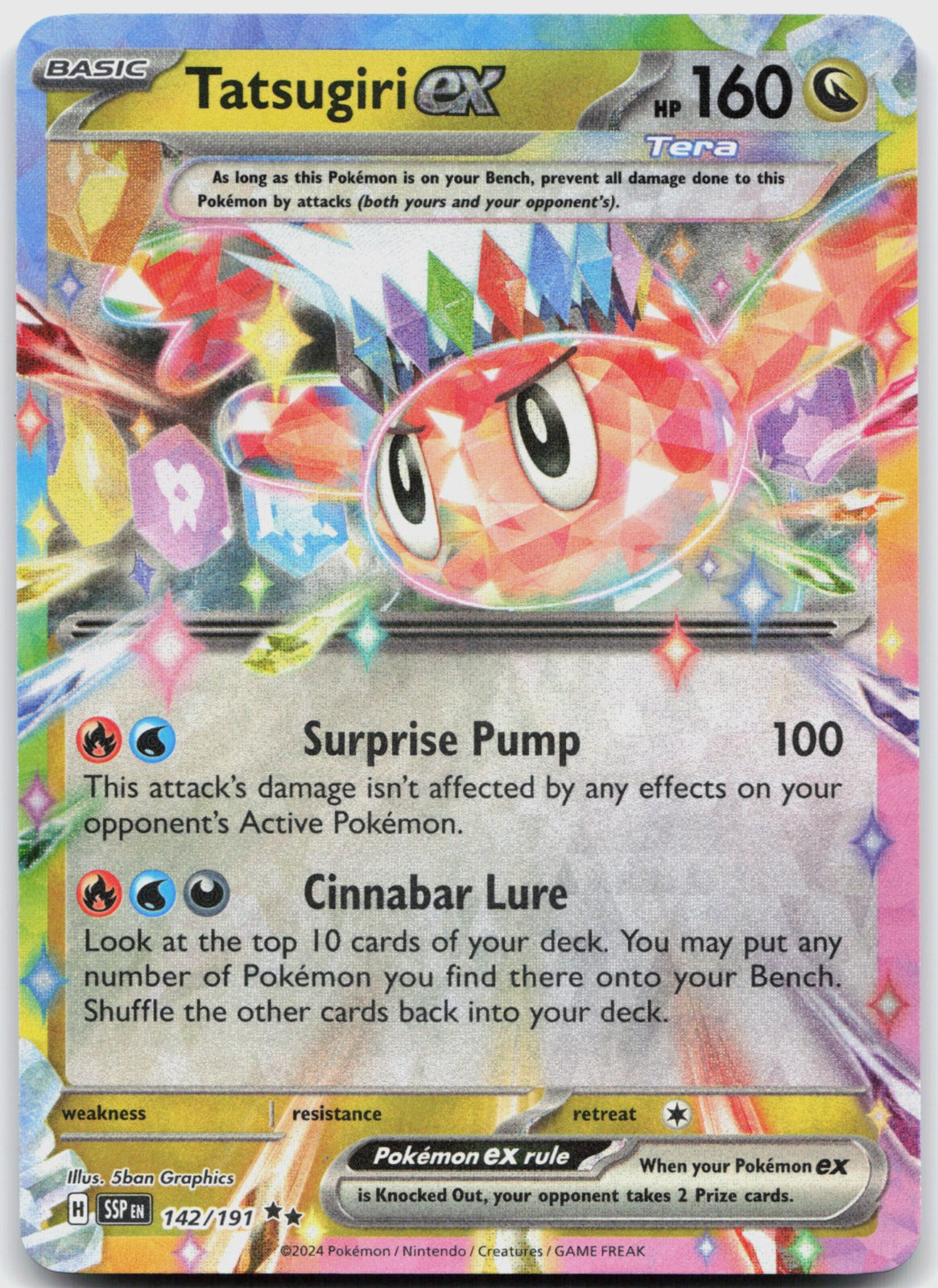 Tatsugiri ex Holo Double Rare SV08: Surging Sparks 142/191 NM