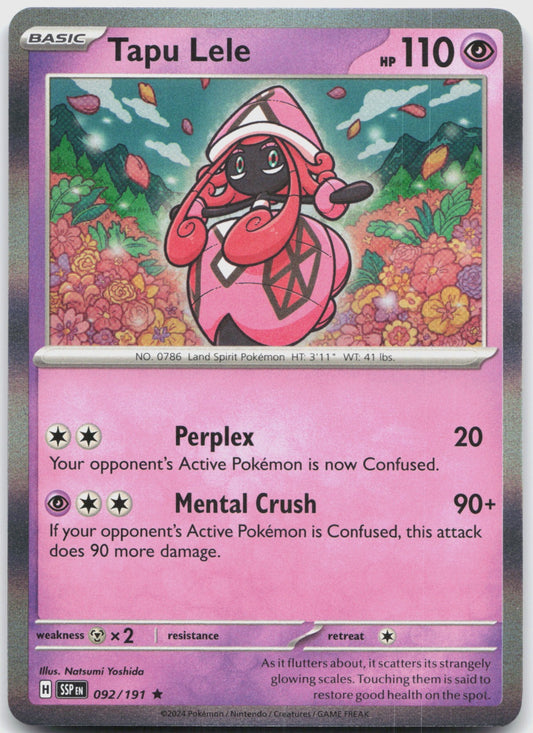 Tapu Lele Holo Rare SV08: Surging Sparks 092/191 NM