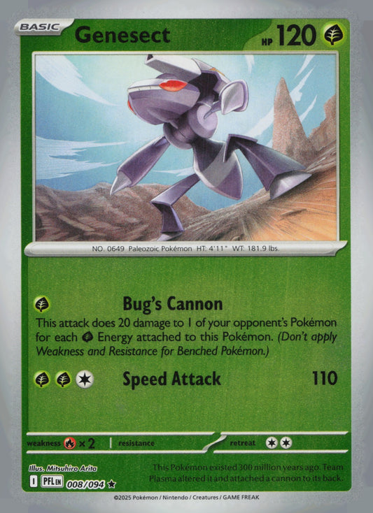 Genesect Reverse Holo Rare ME02: Phantasmal Flames 008/094 NM
