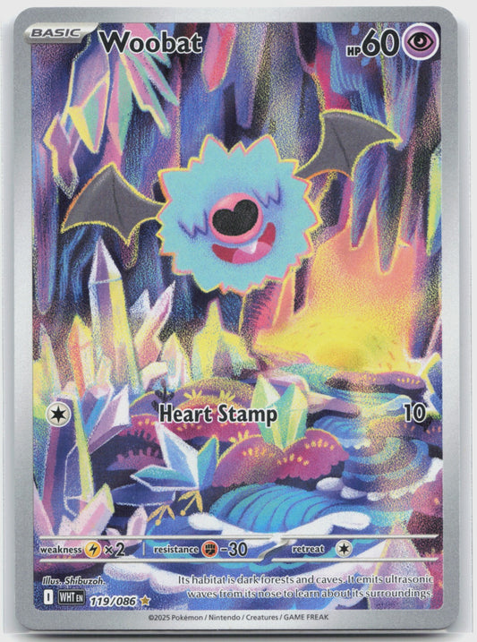 Woobat Holo Illustration Rare SV: White Flare 119/086 NM