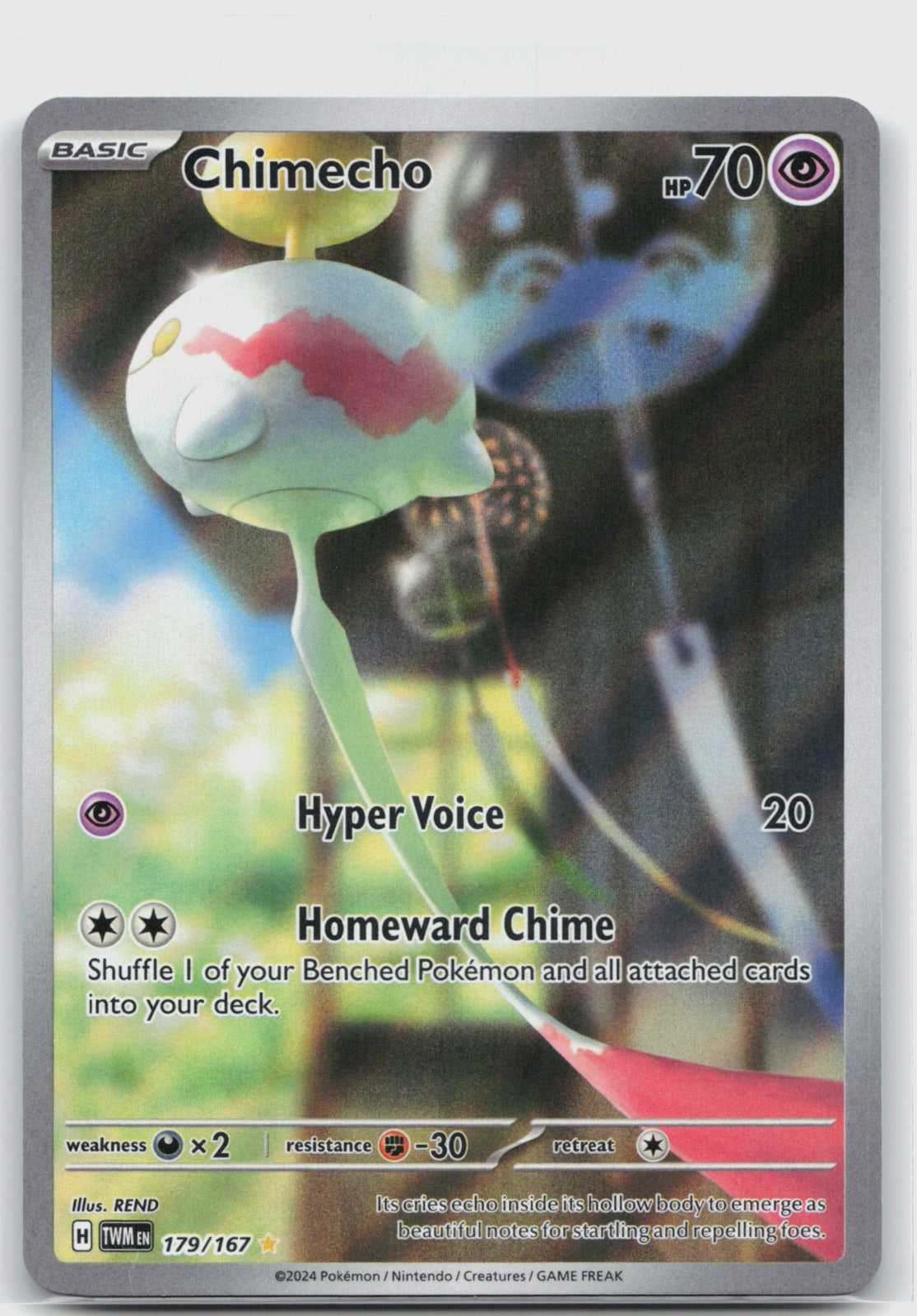 Chimecho Holo Illustration Rare SV06: Twilight Masquerade 179/167 NM