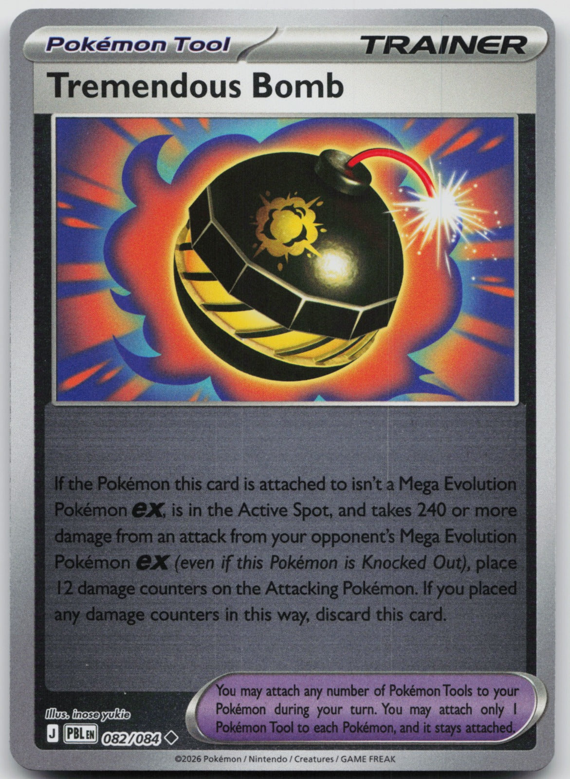 Tremendous Bomb Reverse Holo Uncommon ME05: Pitch Black 082/084 NM
