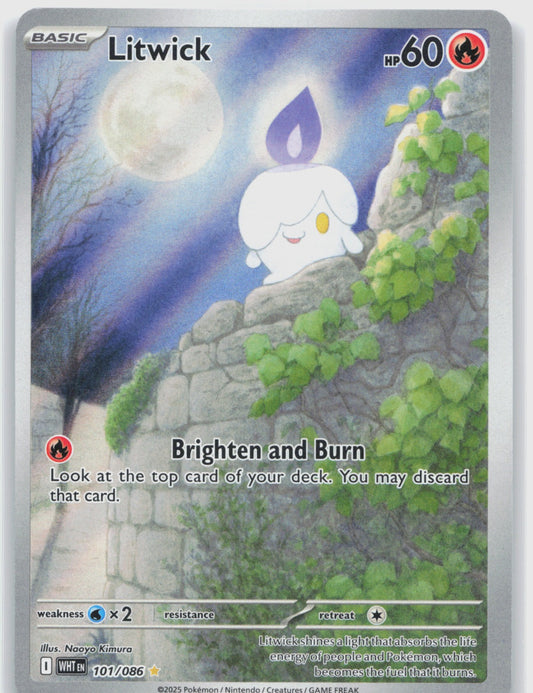 Litwick Holo Illustration Rare SV: White Flare 101/086 NM