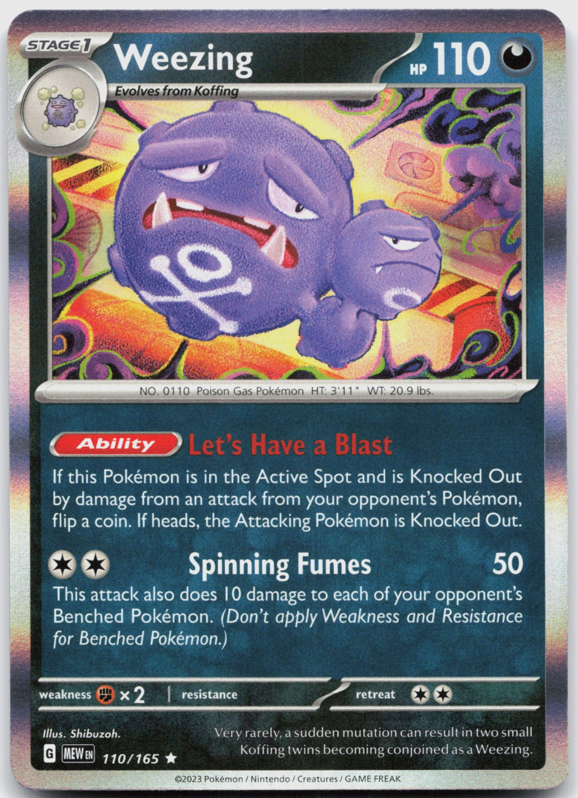 Weezing Holo Rare SV: Scarlet & Violet 151 110/165 NM