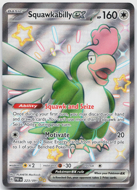 Squawkabilly ex Holo Shiny Ultra Rare SV: Paldean Fates 223/091 NM
