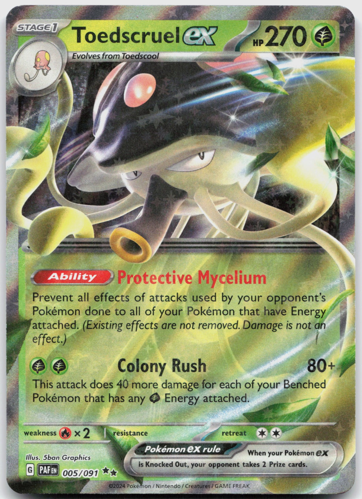 Toedscruel ex Holo Double Rare SV: Paldean Fates 005/091 NM