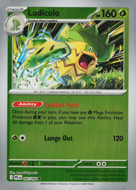 Ludicolo Reverse Holo Uncommon ME02: Phantasmal Flames 007/094 NM