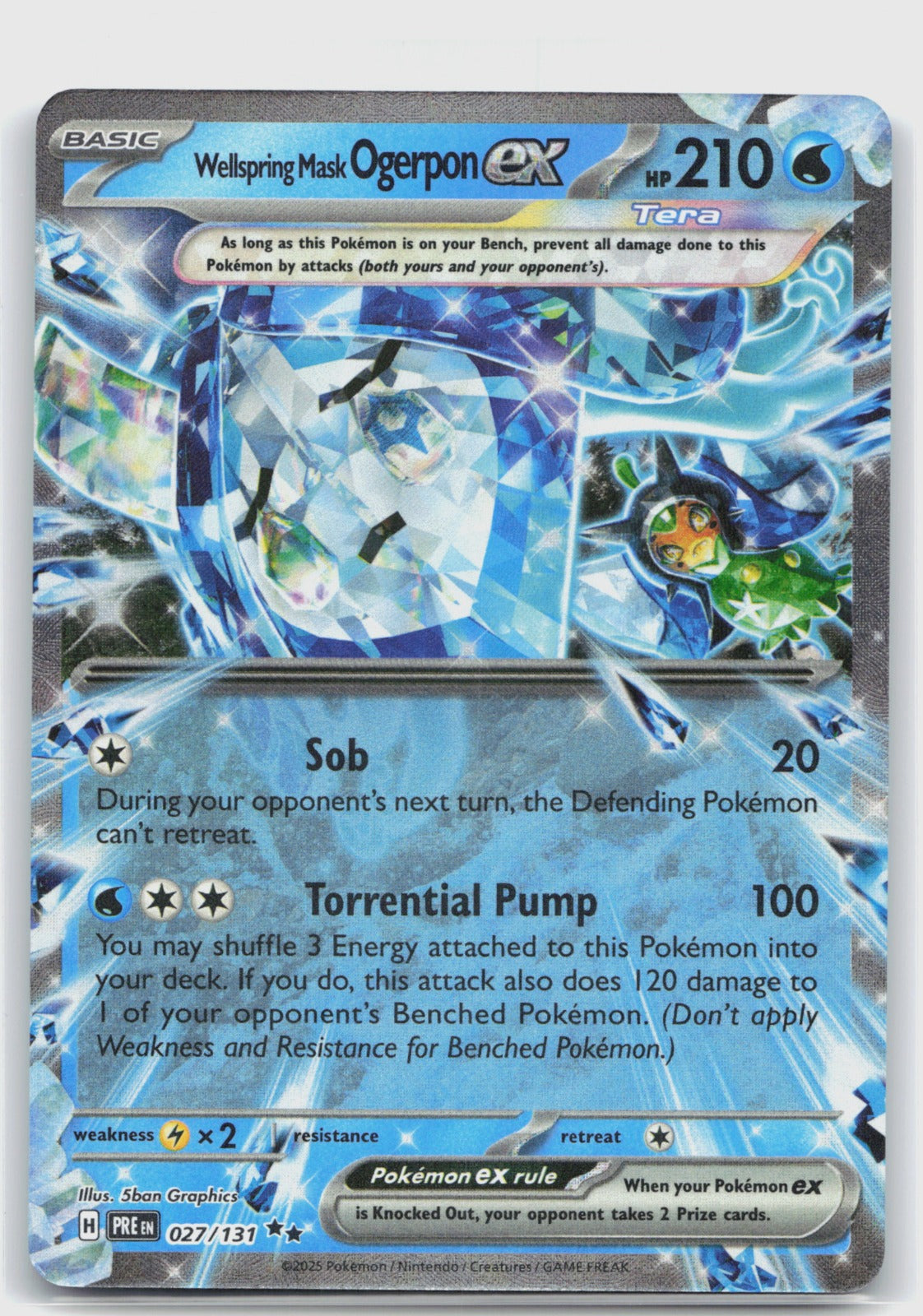 Wellspring Mask Ogerpon ex Holo Double Rare SV: Prismatic Evolutions 027/131 NM