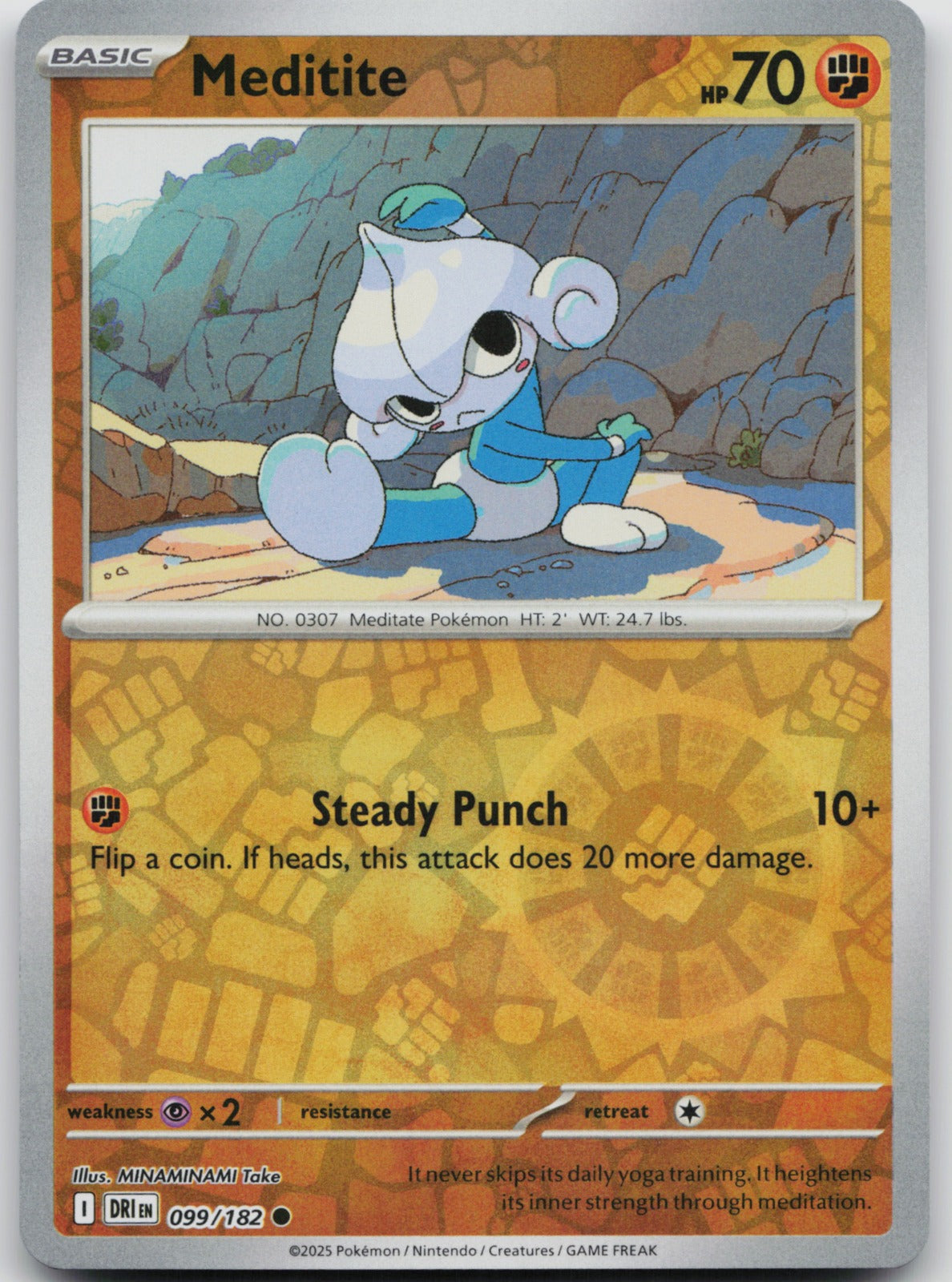 Meditite Reverse Holo Common SV10: Destined Rivals 099/182 NM