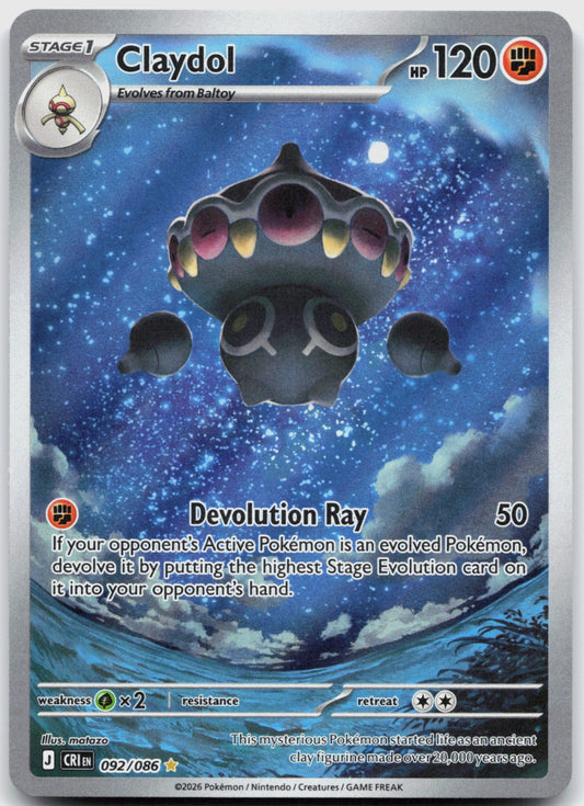 Claydol Holo Illustration Rare ME04: Chaos Rising 092/086 NM