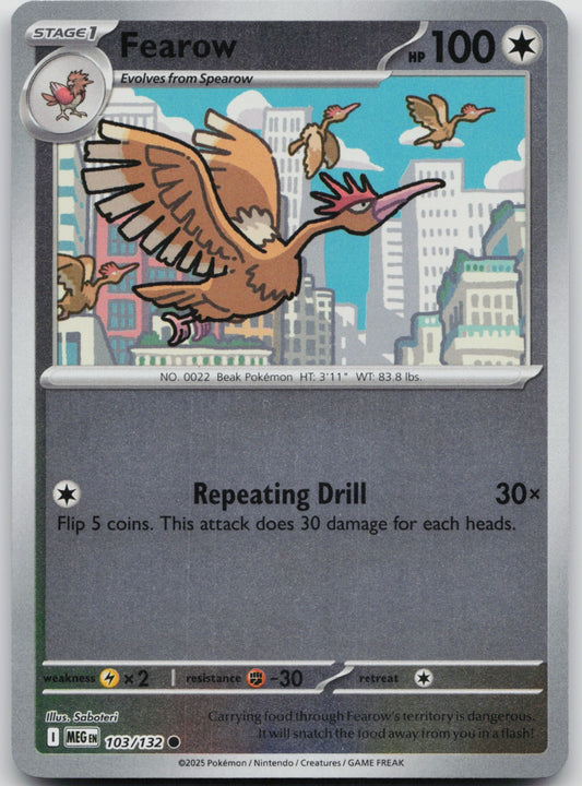 Fearow Reverse Holo Common ME01: Mega Evolution 103/132 NM