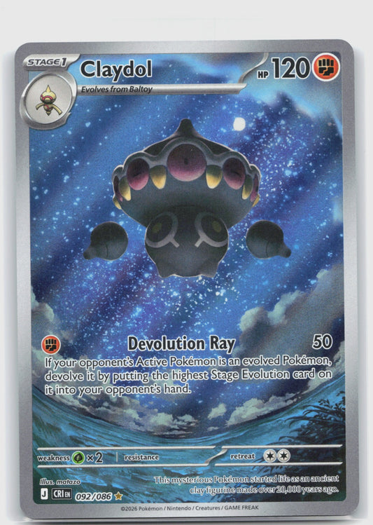 Claydol Holo Illustration Rare ME04: Chaos Rising 092/086 NM