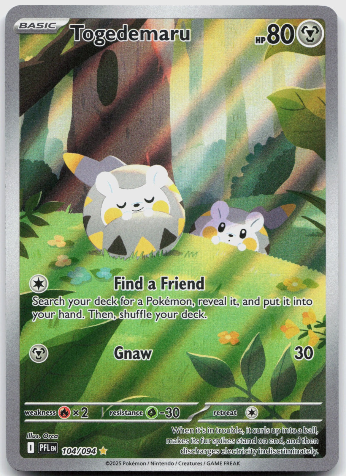 Togedemaru Holo Illustration Rare ME02: Phantasmal Flames 104/094 NM