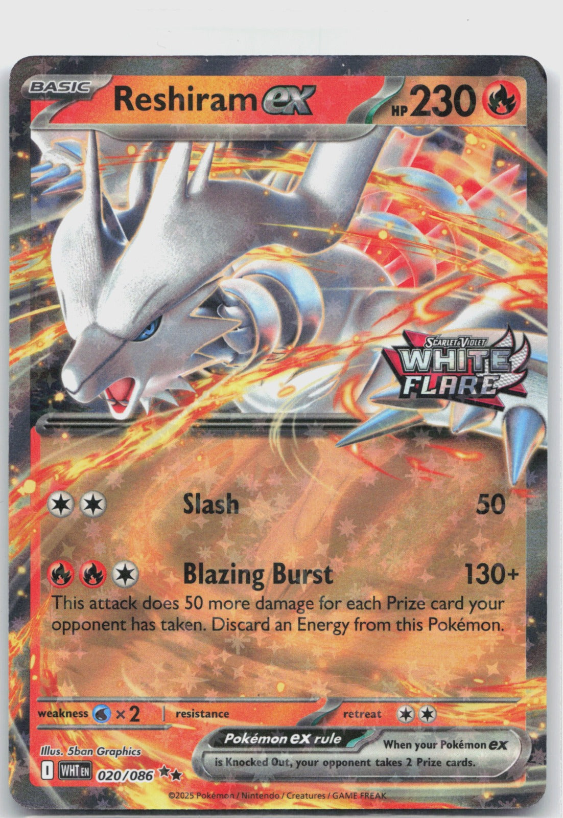 Reshiram ex (White Flare Stamped) Holo Double Rare Miscellaneous Cards & Products 020/086 NM