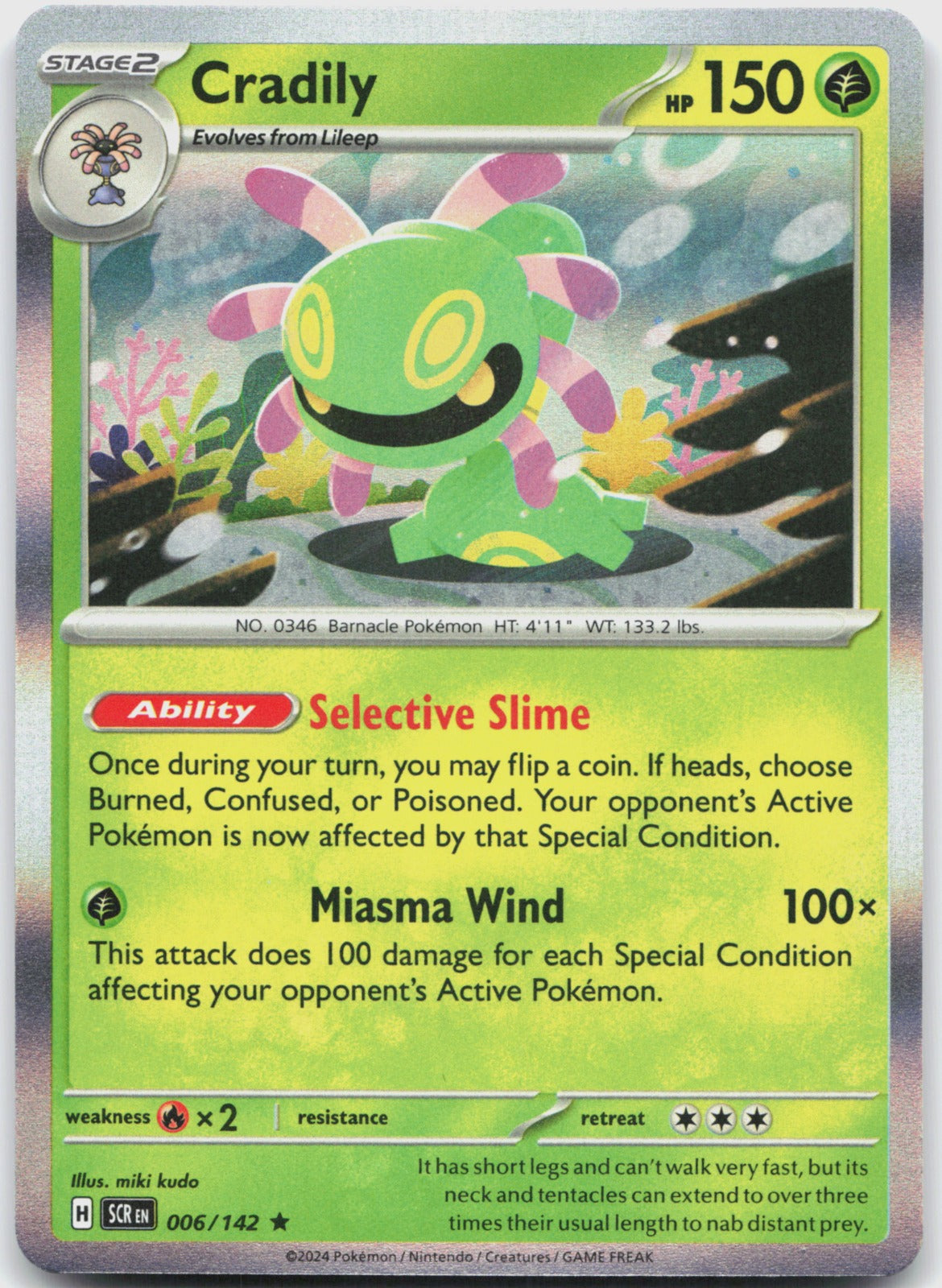 Cradily Holo Rare SV07: Stellar Crown 006/142 NM