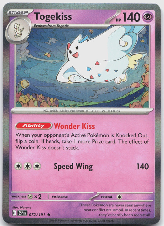 Togekiss Holo Rare SV08: Surging Sparks 072/191 NM