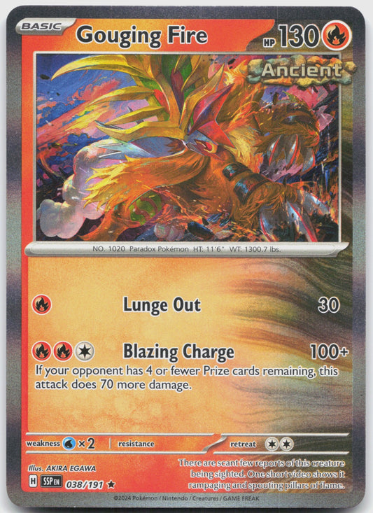 Gouging Fire Holo Rare SV08: Surging Sparks 038/191 NM