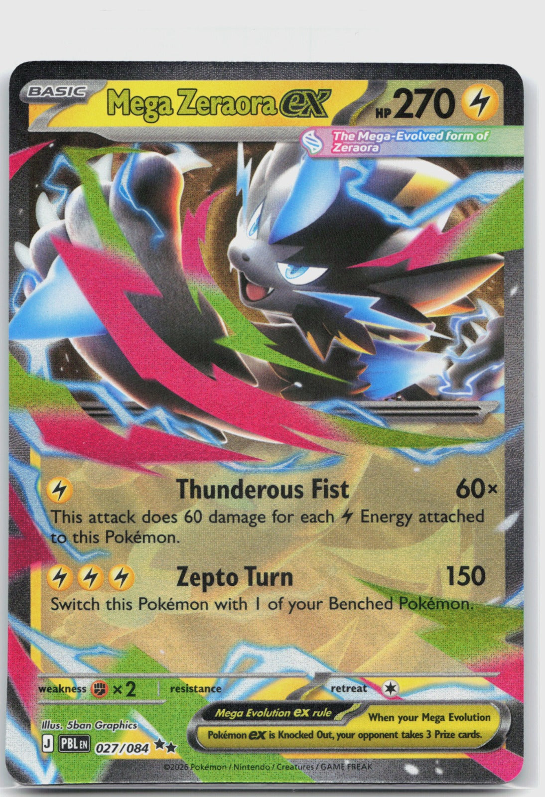Mega Zeraora ex Holo Double Rare ME05: Pitch Black 027/084 NM