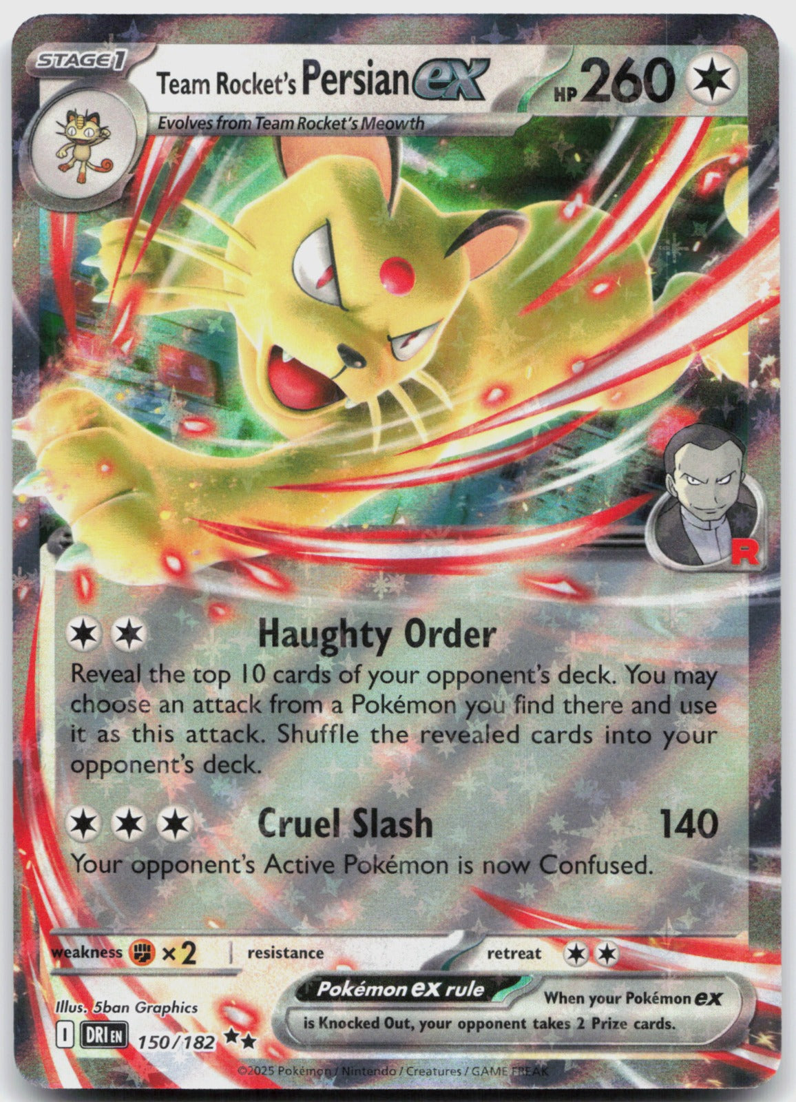 Team Rocket's Persian ex Holo Double Rare SV10: Destined Rivals 150/182 NM
