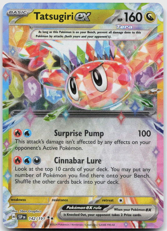 Tatsugiri ex Holo Double Rare SV08: Surging Sparks 142/191 NM