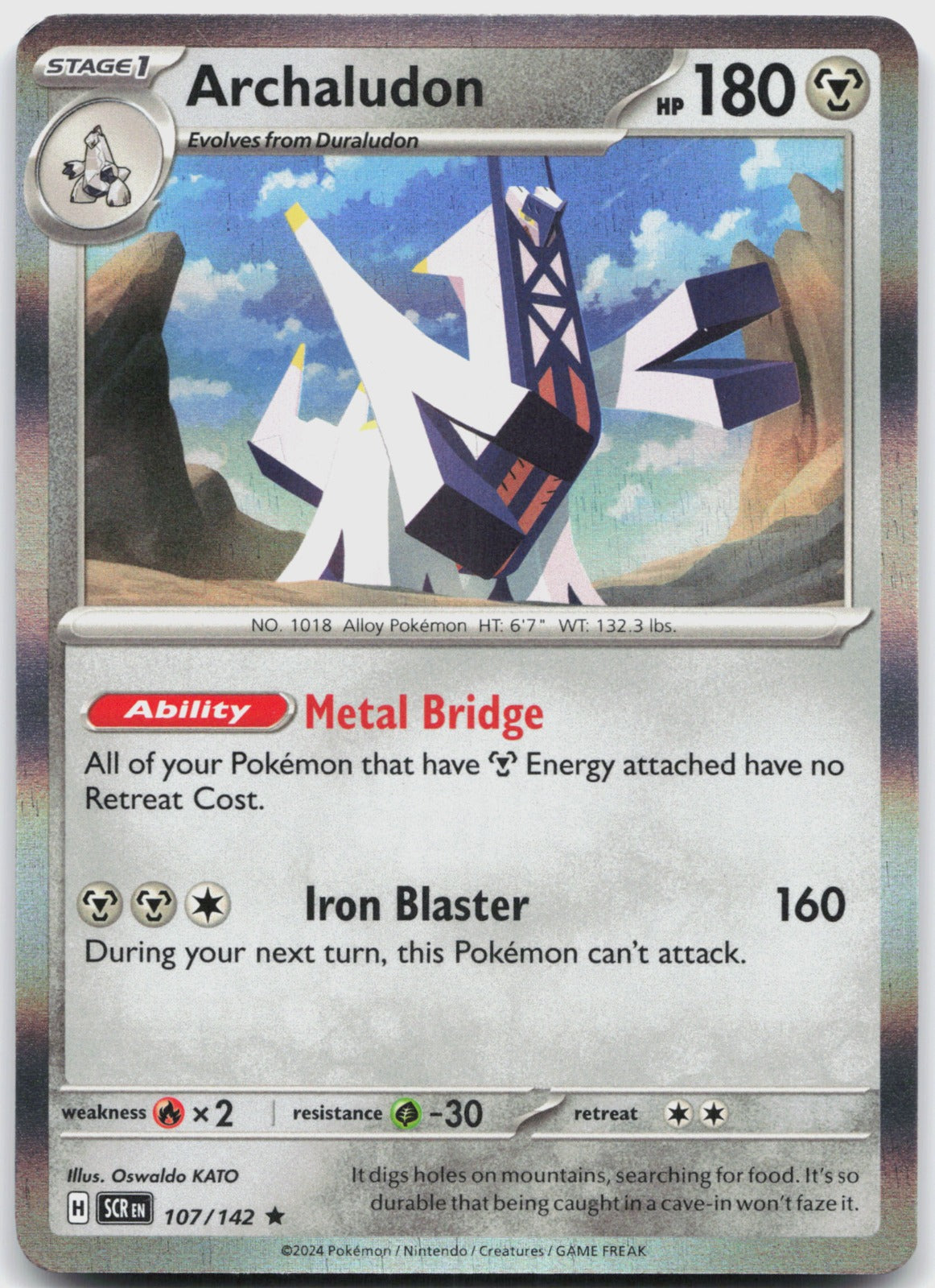 Archaludon Holo Rare SV07: Stellar Crown 107/142 NM