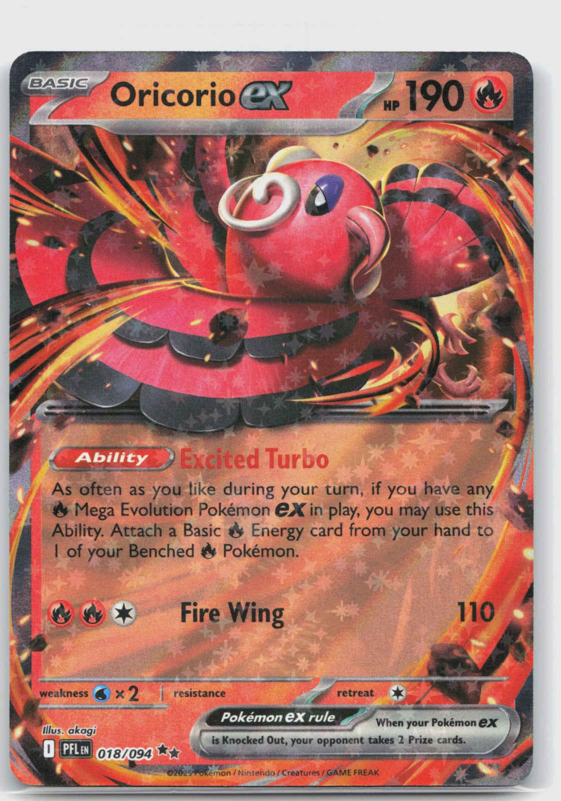 Oricorio ex Holo Double Rare ME02: Phantasmal Flames 018/094 NM