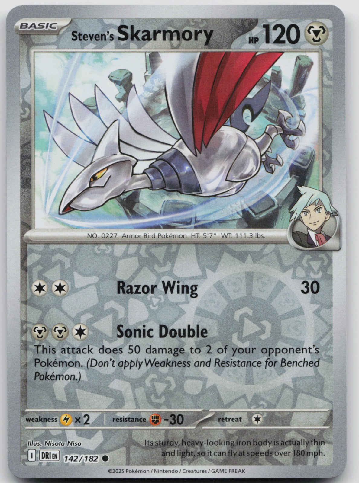 Steven's Skarmory Reverse Holo Common SV10: Destined Rivals 142/182 NM
