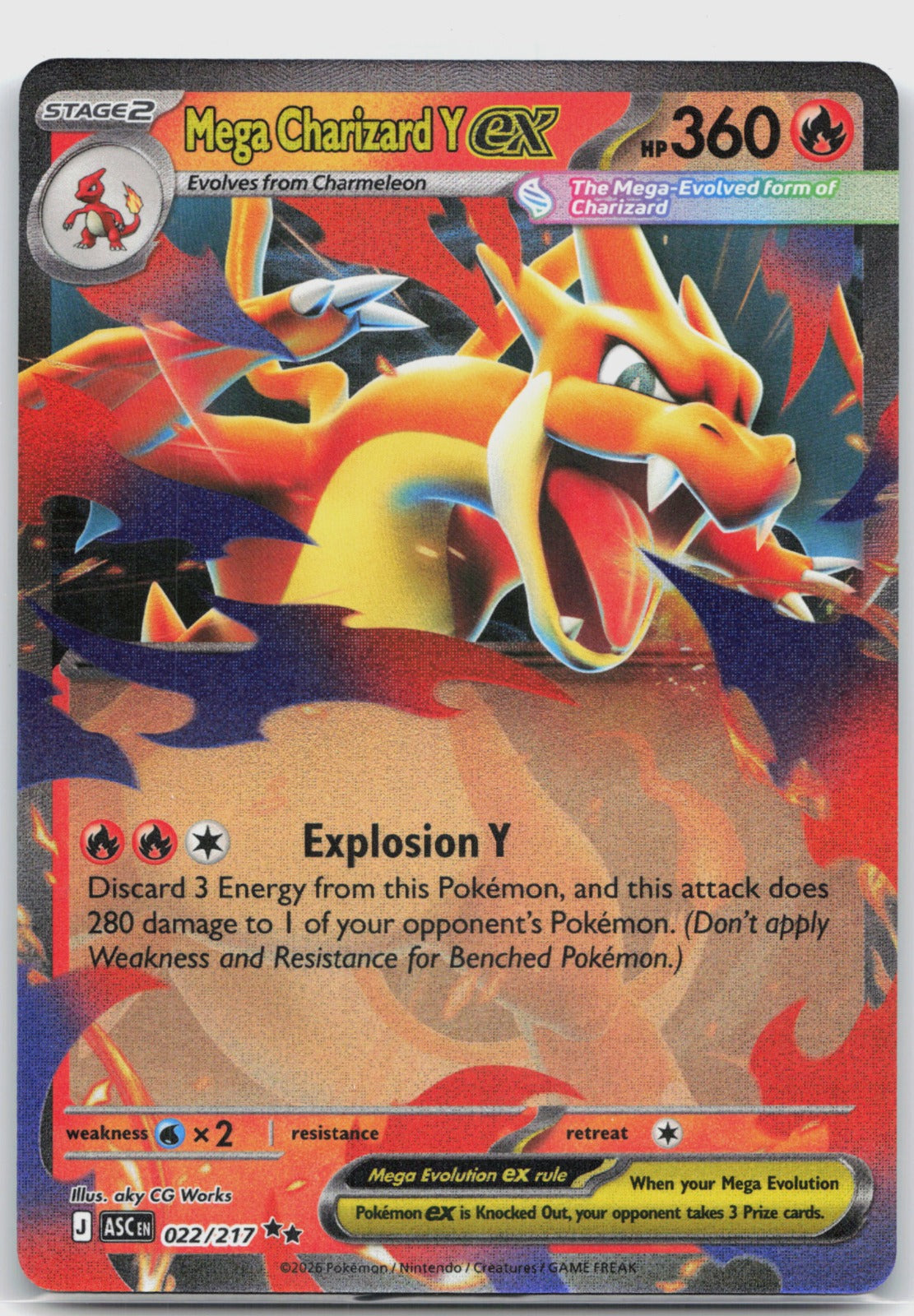 Mega Charizard Y ex Holo Double Rare ME: Ascended Heroes 022/217 NM