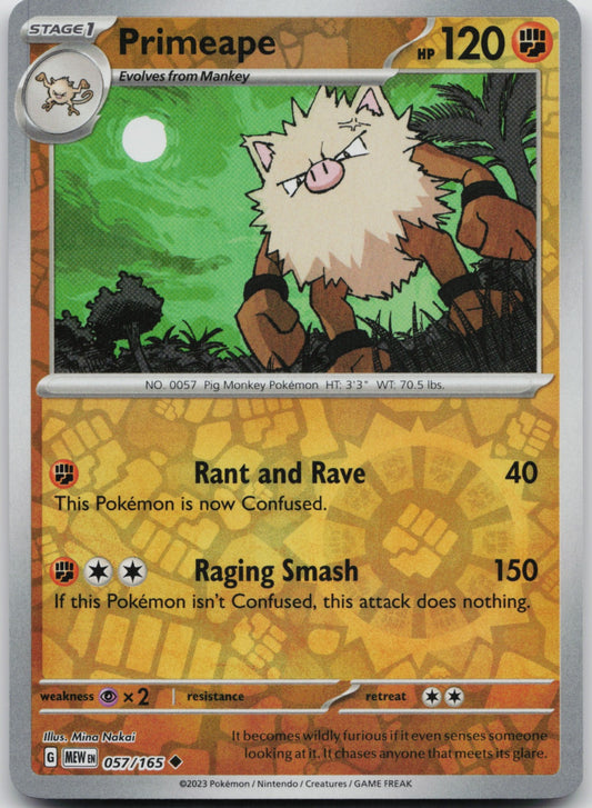 Primeape Reverse Holo Uncommon SV: Scarlet & Violet 151 057/165 NM