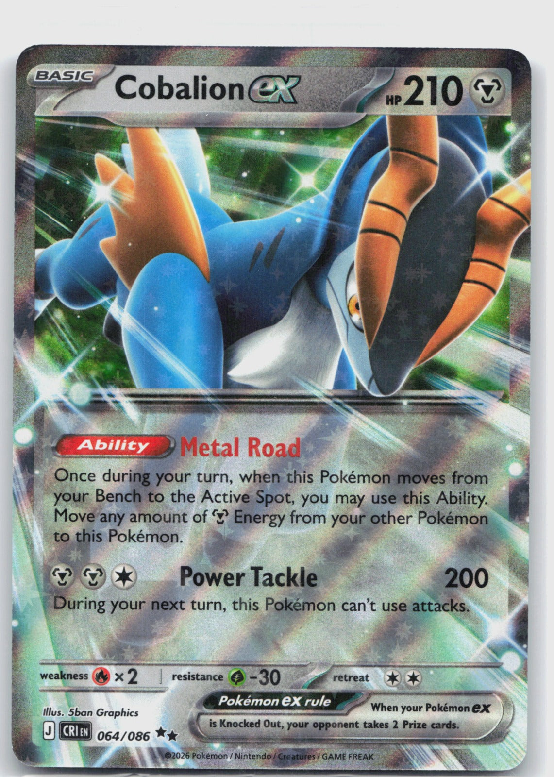 Cobalion ex Holo Double Rare ME04: Chaos Rising 064/086 NM