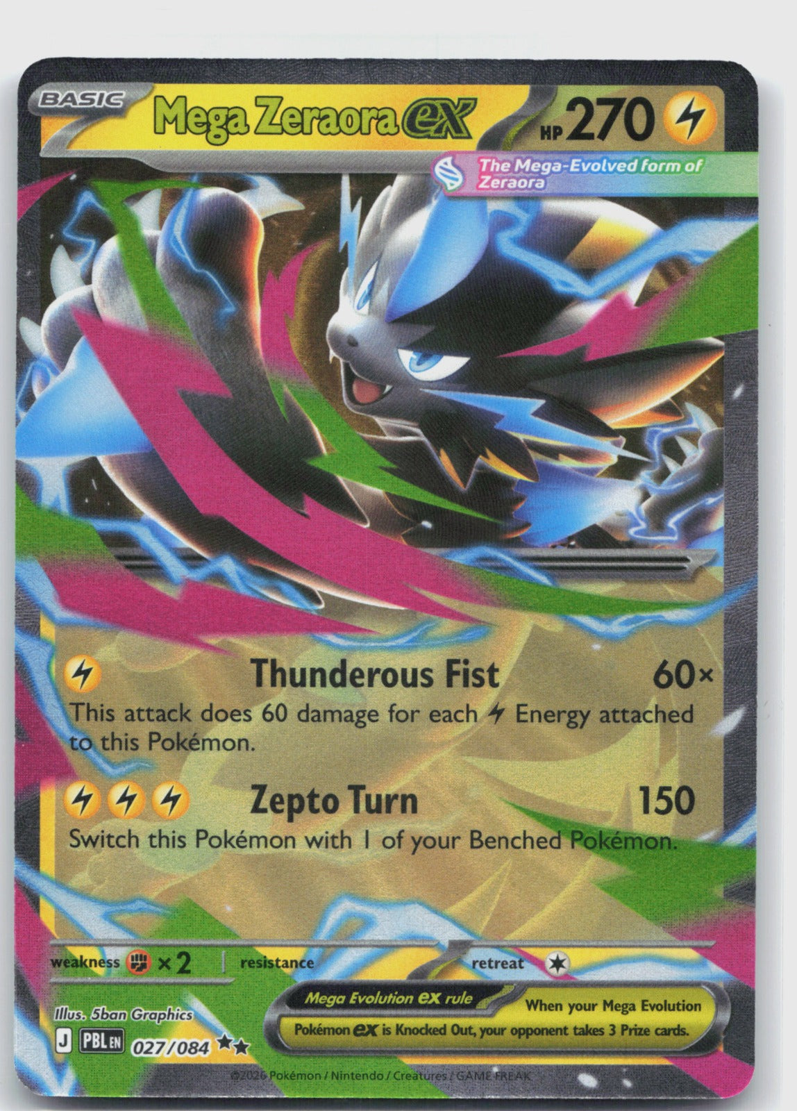Mega Zeraora ex Holo Double Rare ME05: Pitch Black 027/084 NM