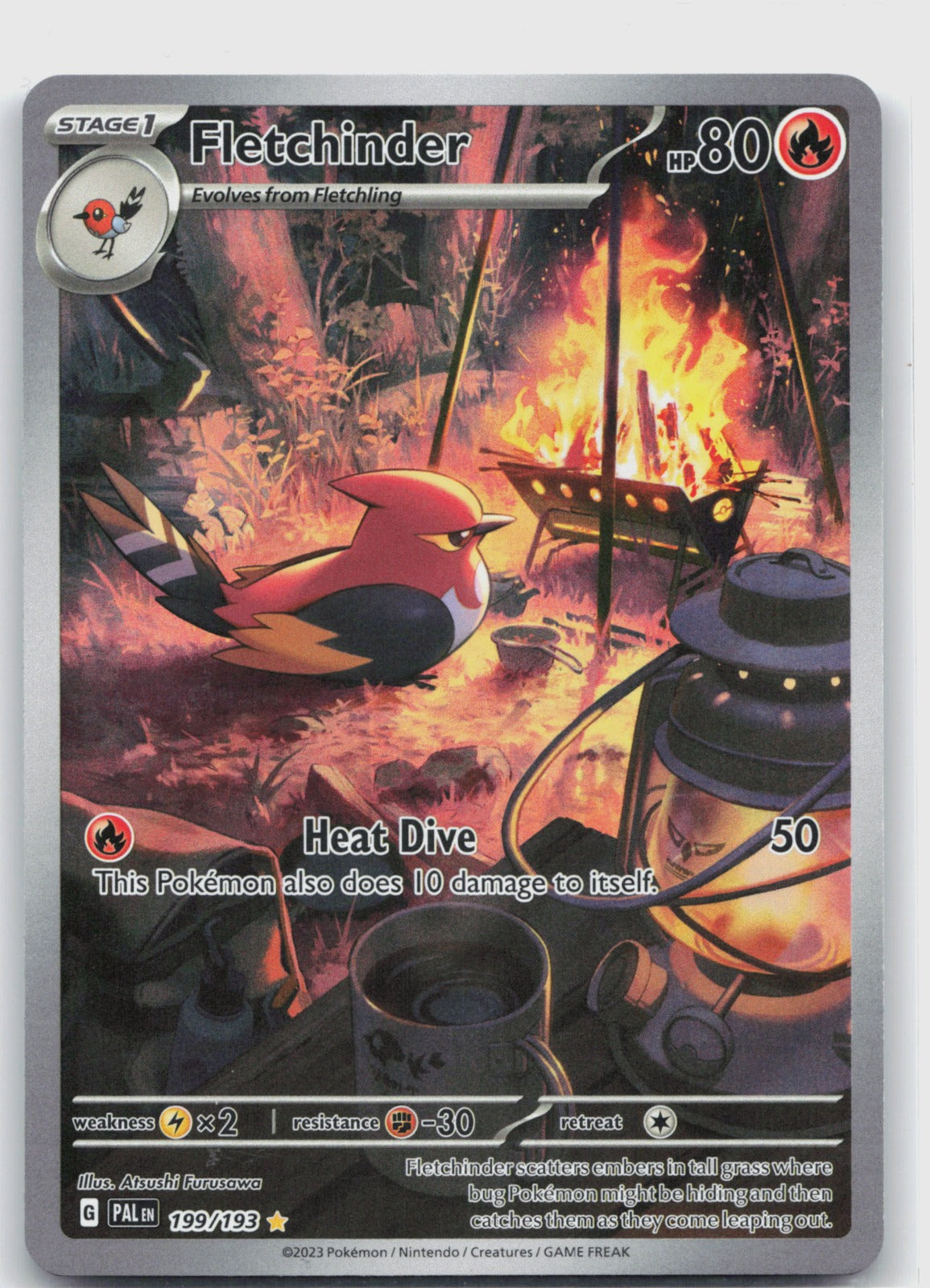 Fletchinder Holo Illustration Rare SV02: Paldea Evolved 199/193 NM