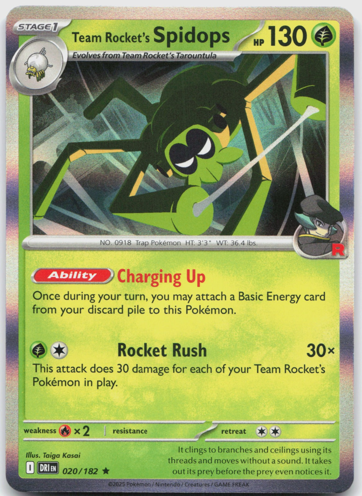 Team Rocket's Spidops Holo Rare SV10: Destined Rivals 020/182 NM