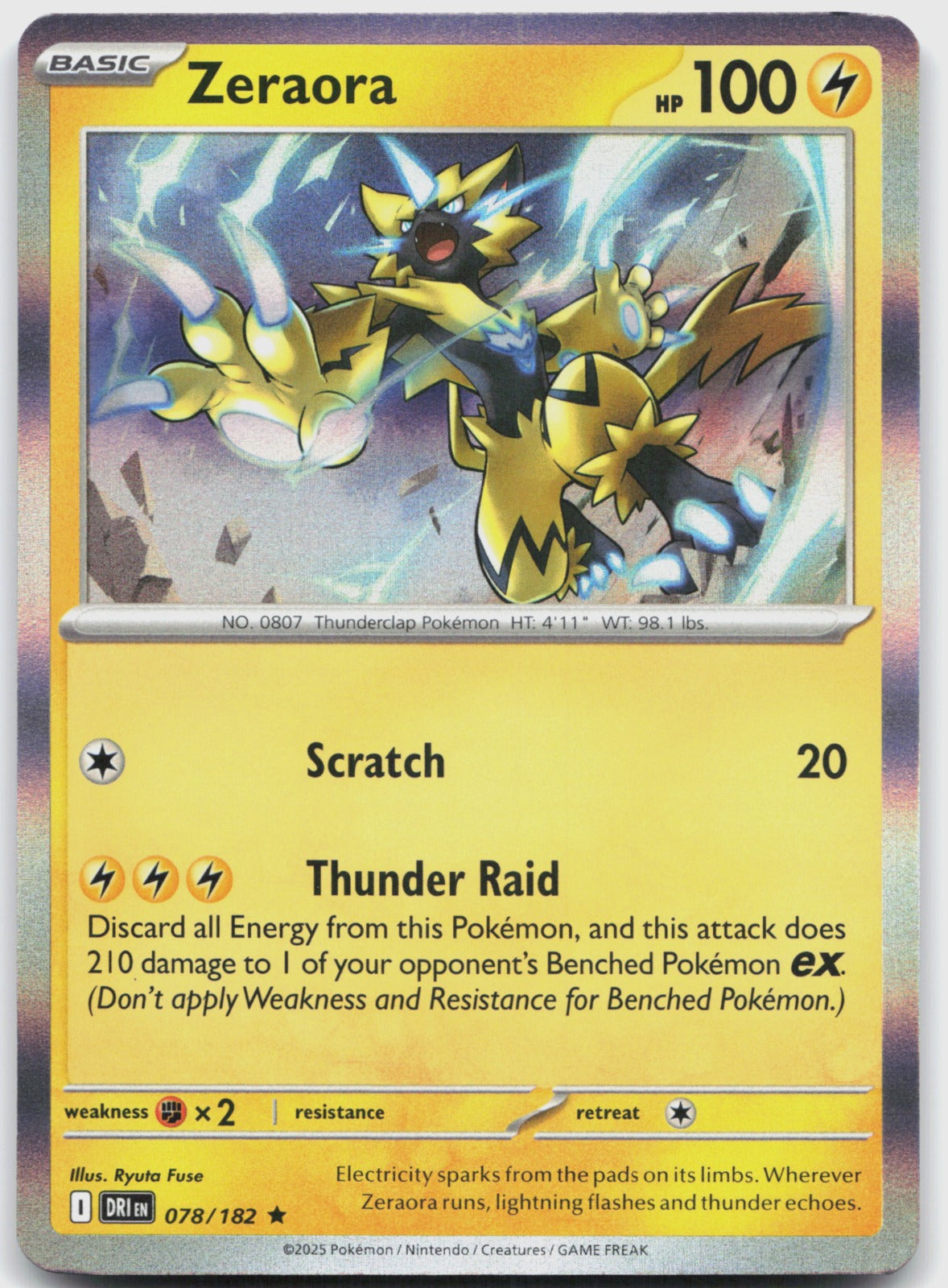 Zeraora Holo Rare SV10: Destined Rivals 078/182 NM