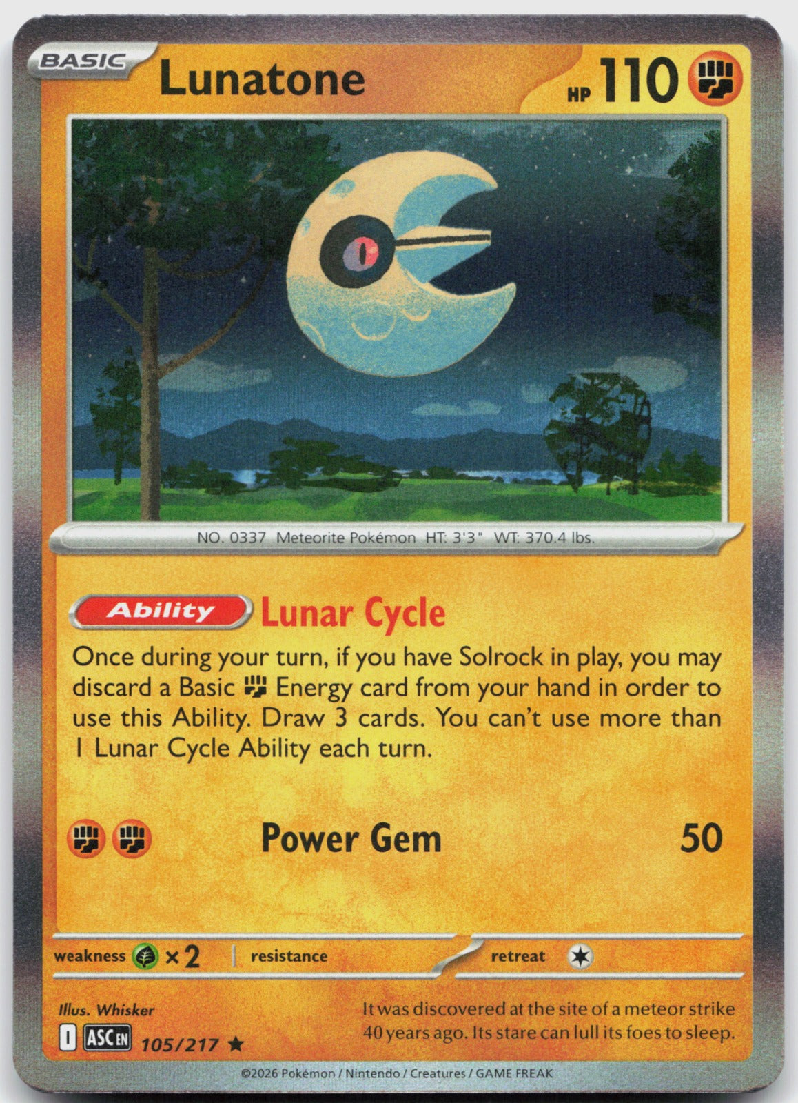 Lunatone Holo Rare ME: Ascended Heroes 105/217 NM