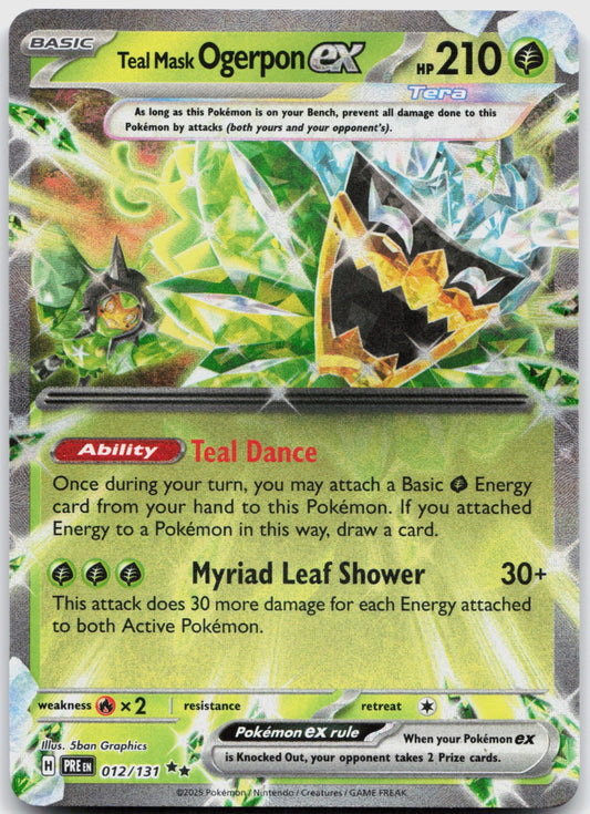 Teal Mask Ogerpon ex Holo Double Rare SV: Prismatic Evolutions 012/131 NM