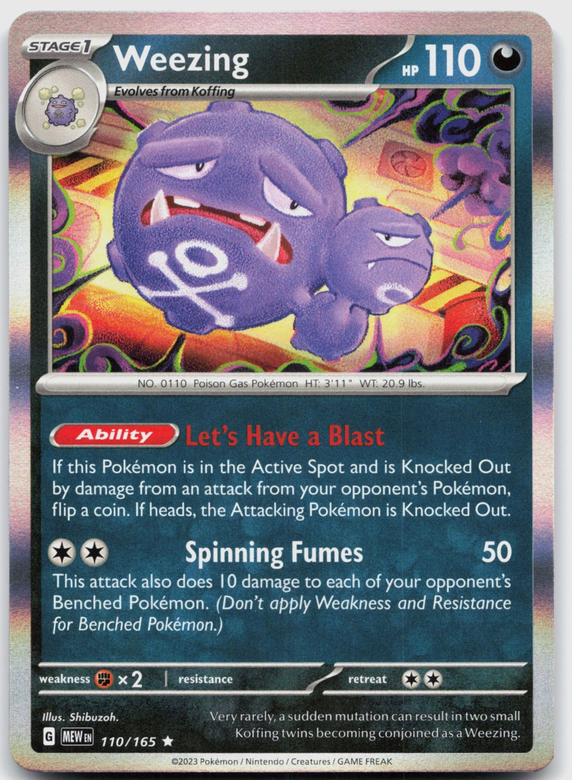 Weezing Holo Rare SV: Scarlet & Violet 151 110/165 NM