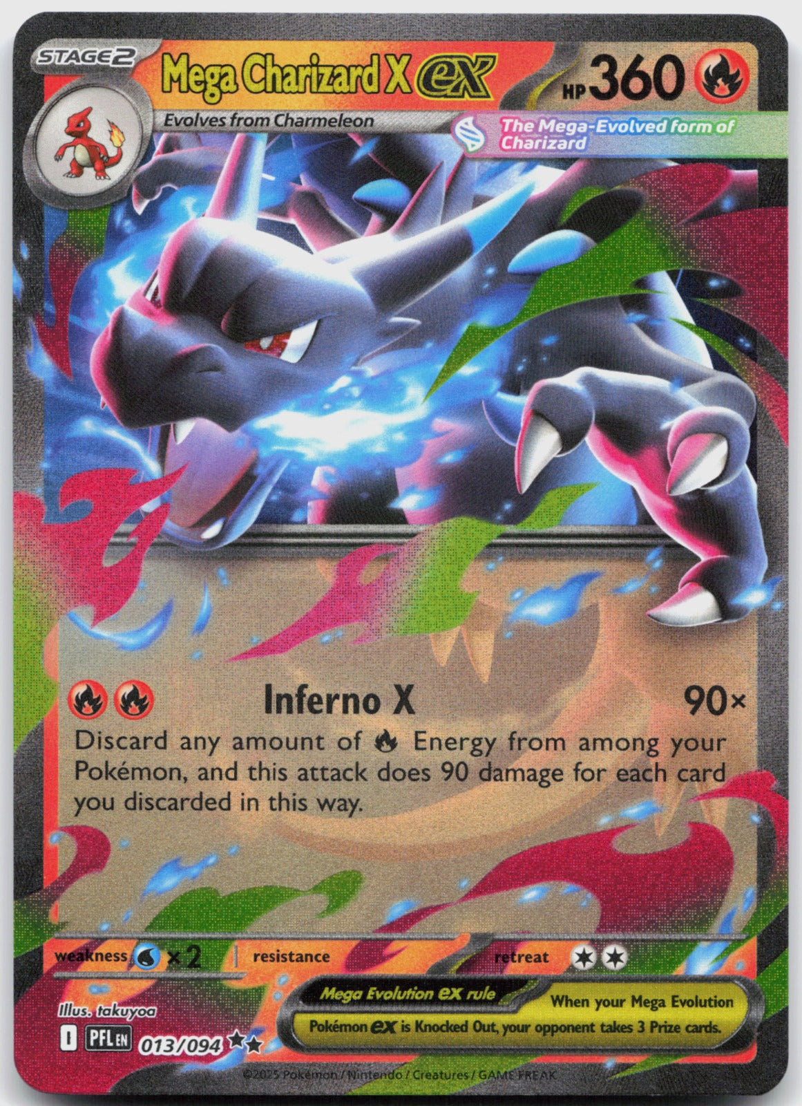 Mega Charizard X ex Holo Double Rare ME02: Phantasmal Flames 013/094 NM