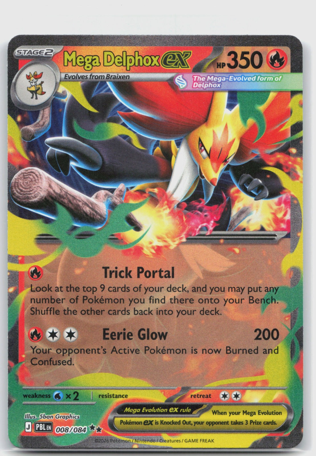 Mega Delphox ex Holo Double Rare ME05: Pitch Black 008/084 NM